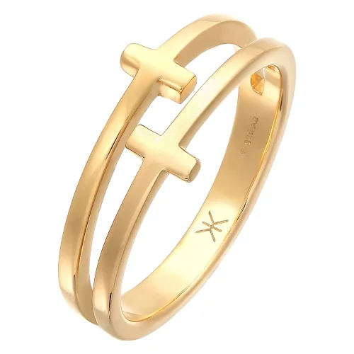 KUZZOI Męski krzyż podwójny nowoczesny w srebrze próby 925 Sterling Silver Pierścionki 1 ct Męskie