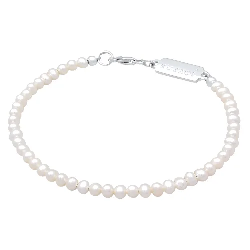 KUZZOI Męski Vintage Trend z perły hodowlana słodkowodna ze srebra próby 925 Sterling Silver Bransoletki 1 ct Męskie