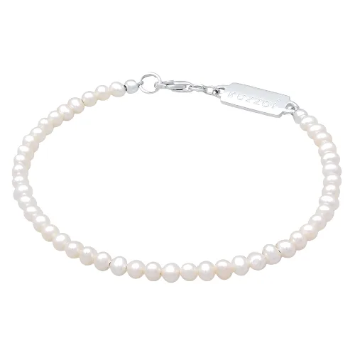 KUZZOI Męski Vintage Trend z perły hodowlana słodkowodna ze srebra próby 925 Sterling Silver Bransoletki 1 ct Męskie