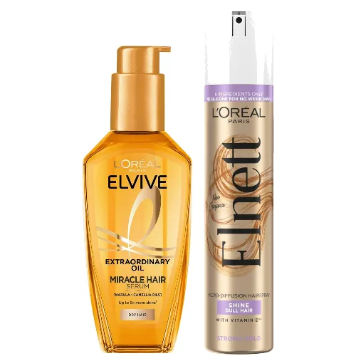L'Oréal Paris Elvive Extraordinary Oil and Elnett Styling Bundle