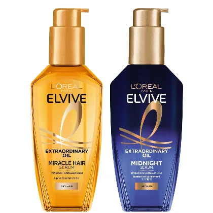 L'Oréal Paris Elvive Extraordinary Oil Nourished Hair Treatment Day and Night Routine Set for Dry Hair