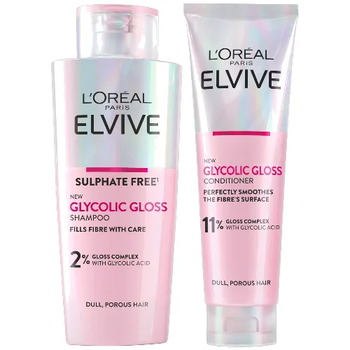 L'Oréal Paris Elvive Glycolic Gloss Shampoo and Conditioner Set for Dull Hair