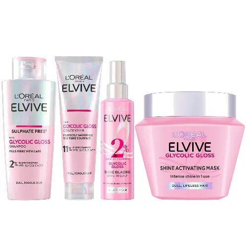 L'Oréal Paris Elvive Glyolic Gloss 4-Step Mask Shine Bundle