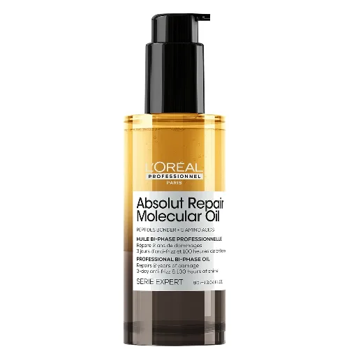 L'Oréal Professionnel Absolut Repair Molecular Bi-Phase Oil for Damaged Hair 90ml, 2x Benefit: High Shine & Repair