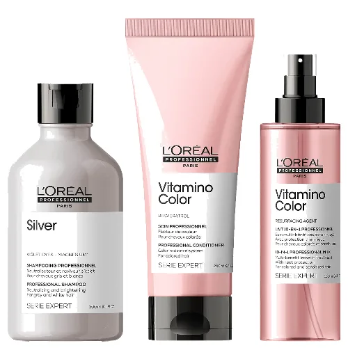 L'Oréal Professionnel Silver and Vitamino at Home Experts for Natural White/Grey Hair Bundle