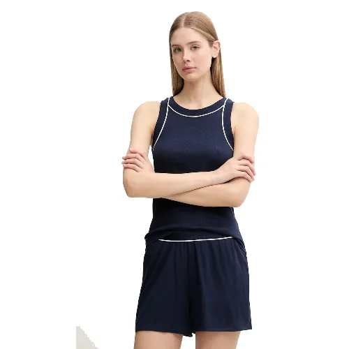 Lacoste piżama dwuczęściowa damska bawełniana z elastanem