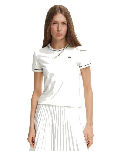 Lacoste T-Shirt TF5289 Kremowy Slim Fit