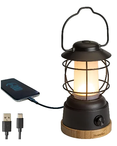 Lampa kempingowa LED Kiruna Jord, czarna, z powerbankiem