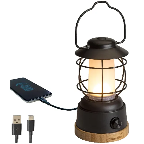 Lampa kempingowa LED Kiruna Jord, czarna, z powerbankiem
