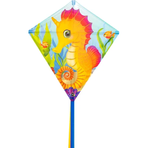 Latawiec dziecięcy HQ Eddy Seahorse 100055 Żółty 68 x 68 cm + ogon 200 cm