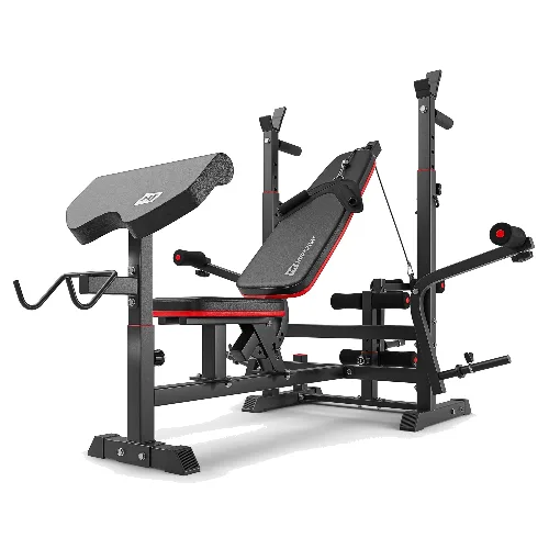Ławka kulturystyczna do ćwiczeń Hop-Sport HS-1075 Pro z modlitewnikiem stojakami