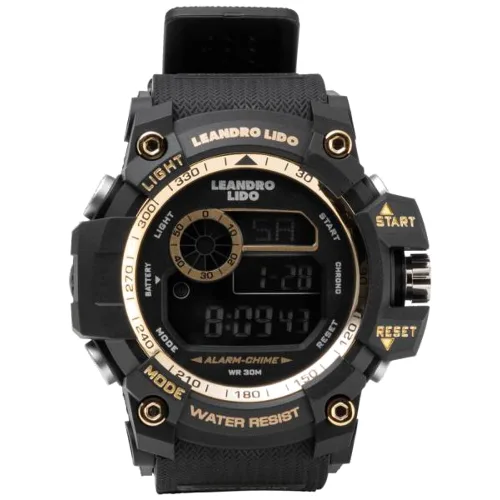 LEANDRO LIDO "Genua" Unisex Zegarek sportowy czarne złoto
