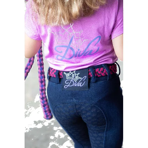 Leggins jeździeckie w dżinsie z pełnym gripem dla dziewczynek Harry's Horse Diva