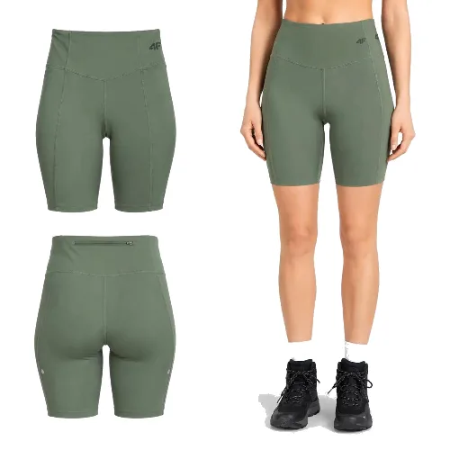 LEGGINSY DAMSKIE 4F KRÓTKIE KOLARKI SZYBKOSCHNĄCE PRZED KOLANO KOLOR ZIELONY