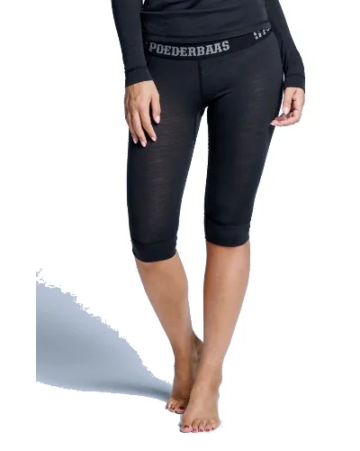 Legginsy termiczne 3/4 - Damskie - Wełna merynosowa - Czarne