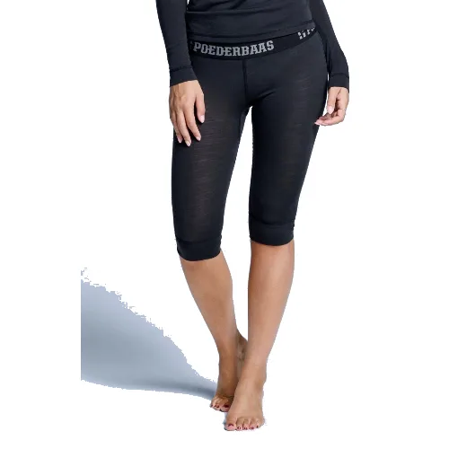 Legginsy termiczne 3/4 - Damskie - Wełna merynosowa - Czarne