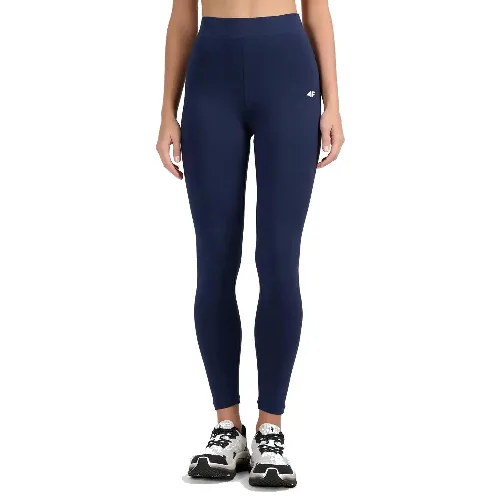 Legginsy treningowe bawełniane damskie granatowe 4F L Granatowy
