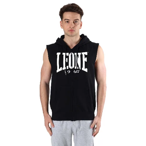 Leone Basic męska bluza z kapturem i bez rękawów zapinana na zamek