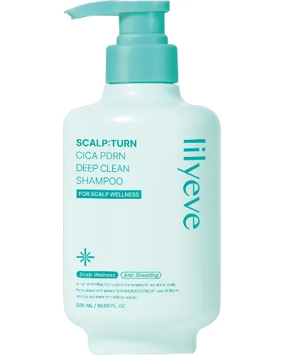 Lilyeve Cica PDRN Deep Clean Shampooo, Specjalistyczny szampon do głębokiego oczyszczania skóry głowy, 500 ml