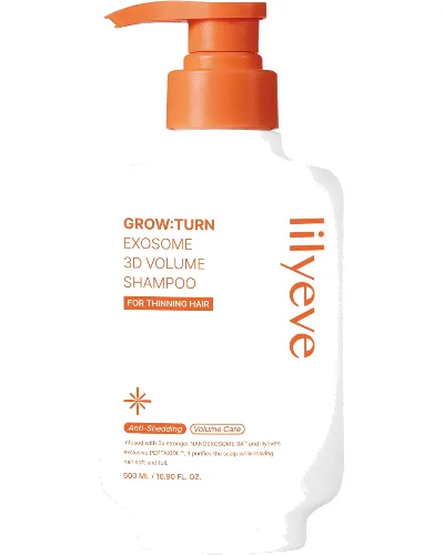 Lilyeve Exosome 3D Volume Shampoo, Wzmacniający szampon do skóry głowy i włosów zwiększający objętość, 500 ml