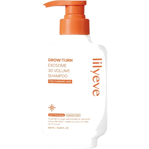 Lilyeve Exosome 3D Volume Shampoo, Wzmacniający szampon do skóry głowy i włosów zwiększający objętość, 500 ml