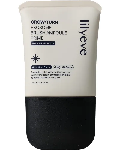 Lilyeve Grow: Turn Exosome Brush Ampoule Prime, lekka ampułka do skóry głowy do włosów cienkich, osłabionych oraz z tendencją do nadmiernego wypadania i przerzedzania u mężczyzn, 100 ml