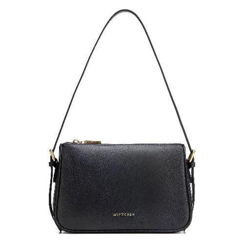 Listonoszka ze skóry naturalnej z regulowanym paskiem czarna