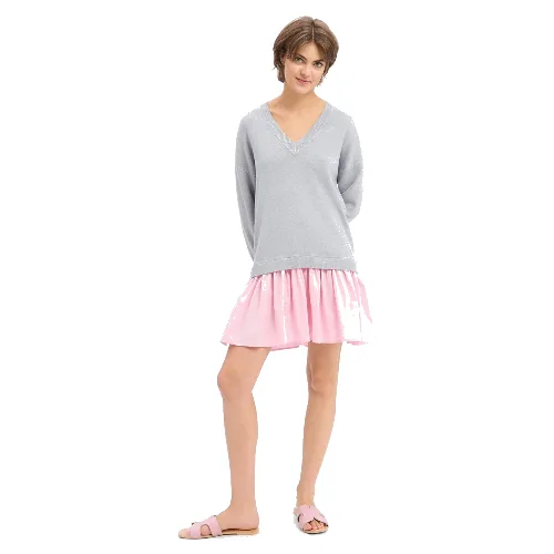 Liu Jo Collection sukienka z dzianiny Kobiety drobna dzianina szary|różowy, XL
