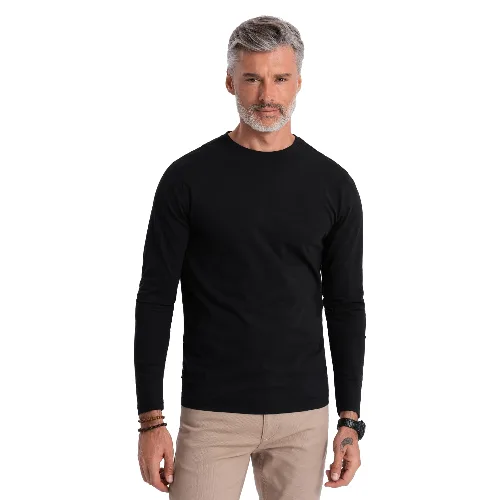Longsleeve męski BASIC z okrągłym dekoltem - czarny V1