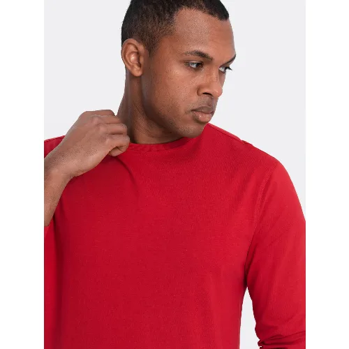Longsleeve męski BASIC z okrągłym dekoltem - czerwony V5 - Rozmiar: L