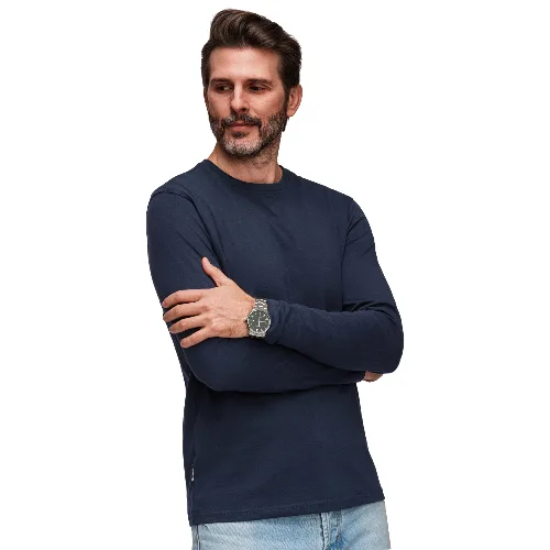 Longsleeve męski BASIC z okrągłym dekoltem - granatowy V2