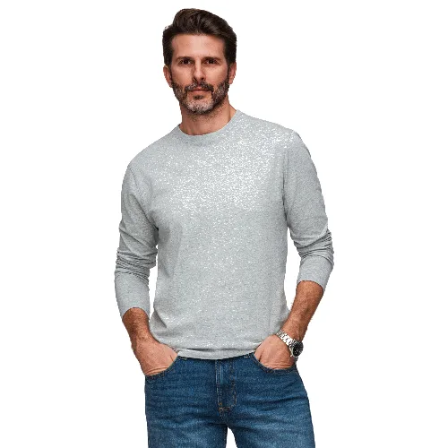 Longsleeve męski BASIC z okrągłym dekoltem - szary melanż V3 - Rozmiar: XL