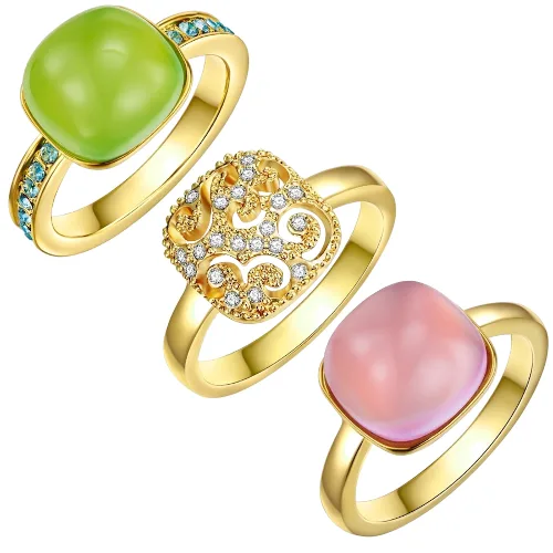 Lulu & Jane Stop metali Zdobienie kryształkami Swarovski® Pierścionki 1 ct Damski