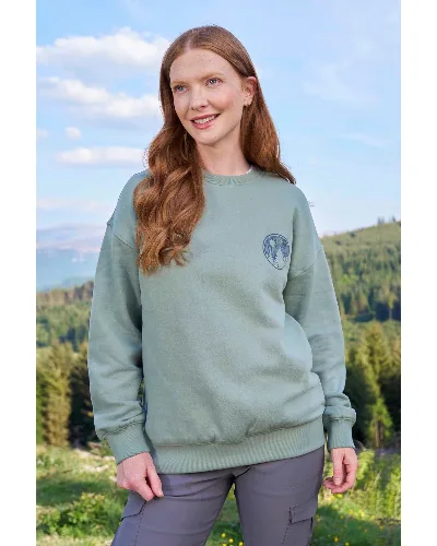 Luźna bluza damska z nadrukiem - Green