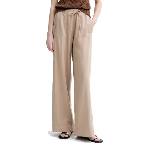 Marc O'Polo spodnie wide leg damskie z dodatkiem lnu