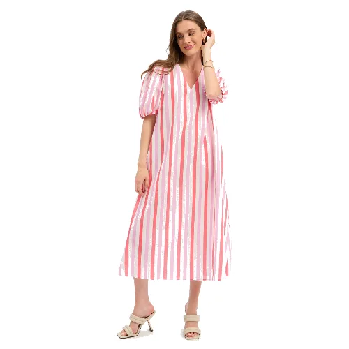 Marie Lund sukienka maxi Kobiety Bawełna (100%) wyrazisty róż