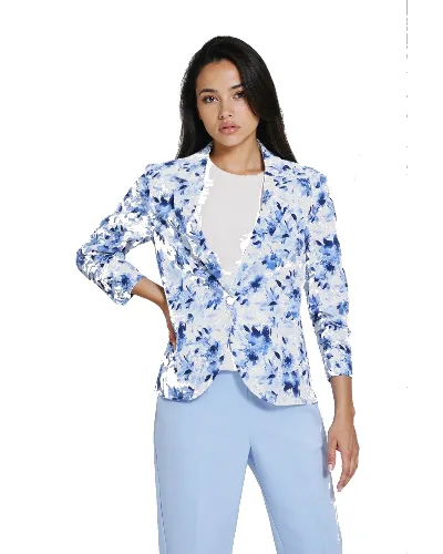 Marynarka w kwiaty błękitna
