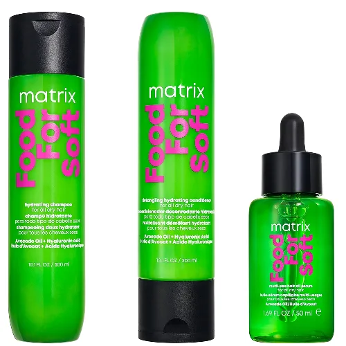 Matrix Food for Soft Hydrating Shampoo, Conditioner and Hair Oil with Avocado Oil and Hyaluronic Acid for Dry Hair Routine