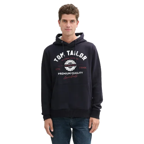 Męska Bluza Tom Tailor Printed Hoodie Sky Captain Blue 1043292 10668