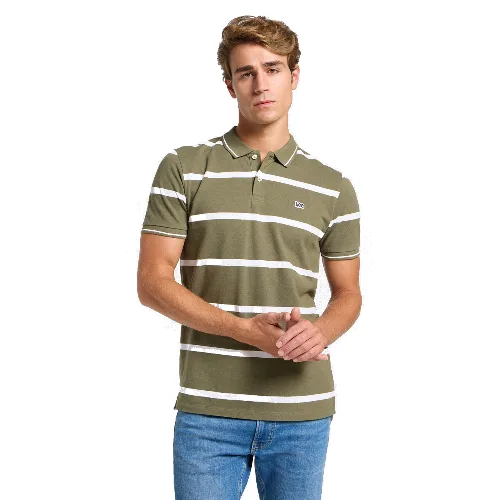 MESKA KOSZULKA LEE PIQUE POLO MERCANTILE GREEN STRIPE 112363858