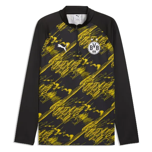 Męska koszulka na rozgrzewkę Borussia Dortmund z zamkiem 1/4 PUMA