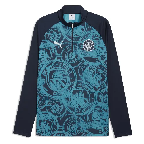 Męska koszulka na rozgrzewkę Manchester City z zamkiem 1/4 PUMA