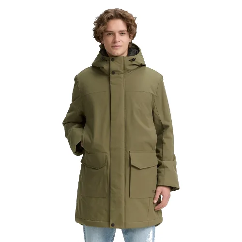 Męska Kurtka Tom Tailor Tech Hooded Parka Jungle Soil Green 1046899 11848