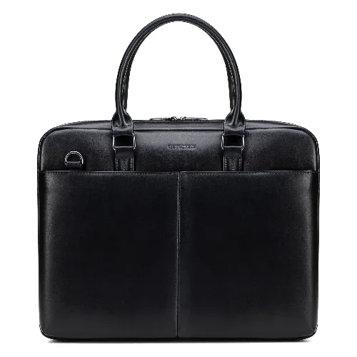 Męska torba na laptopa 15,6 cala ze skóry ekologicznej elegancka czarna