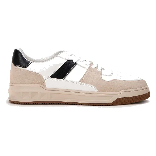 Męskie sneakersy z ekoskóry biało - beżowe
