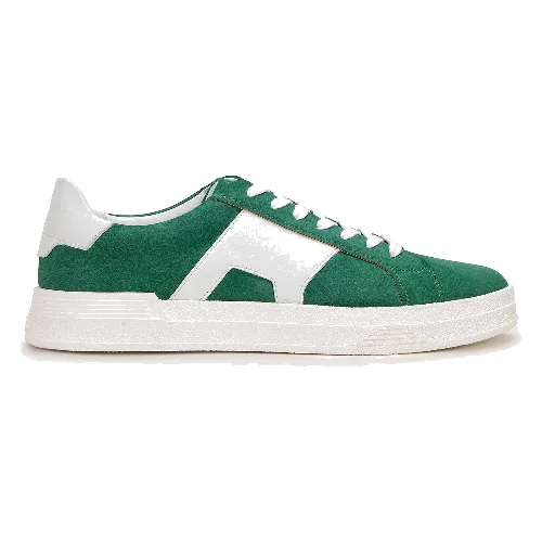 Męskie sneakersy z kontrastową podeszwą zielone