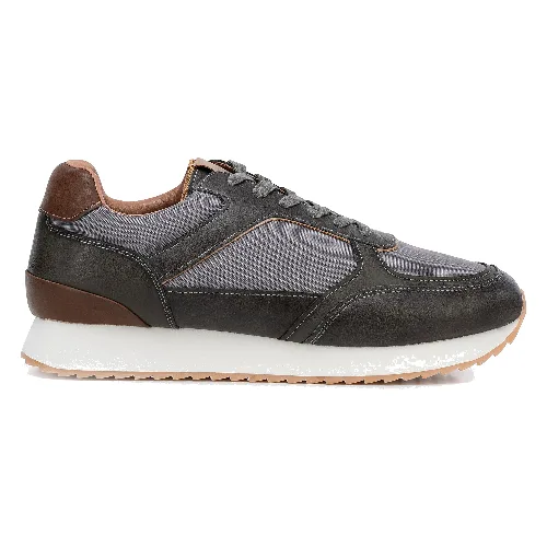 Męskie sneakersy z kontrastowymi fakturami szaro - brązowe