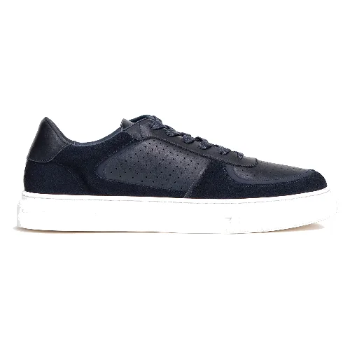 Męskie sneakersy ze skóry granatowe