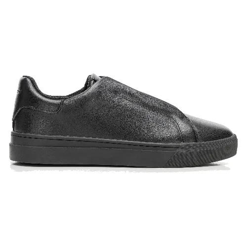 Męskie sneakersy ze skóry naturalnej wsuwane czarne