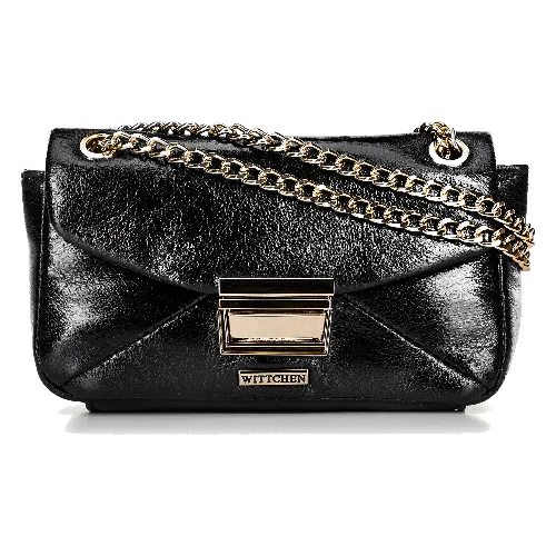 Minitorebka crossbody z połyskującej ekoskóry czarna